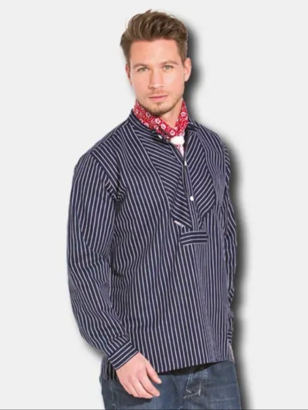 modAS Fischerhemd Traditional North German Fisherman's Shirt Finkenwerder Sz 46